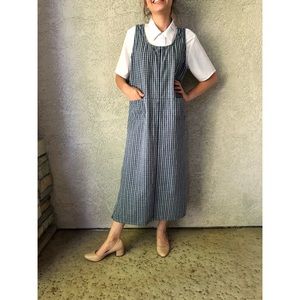 VINTAGE | Denim plaid jumper dress